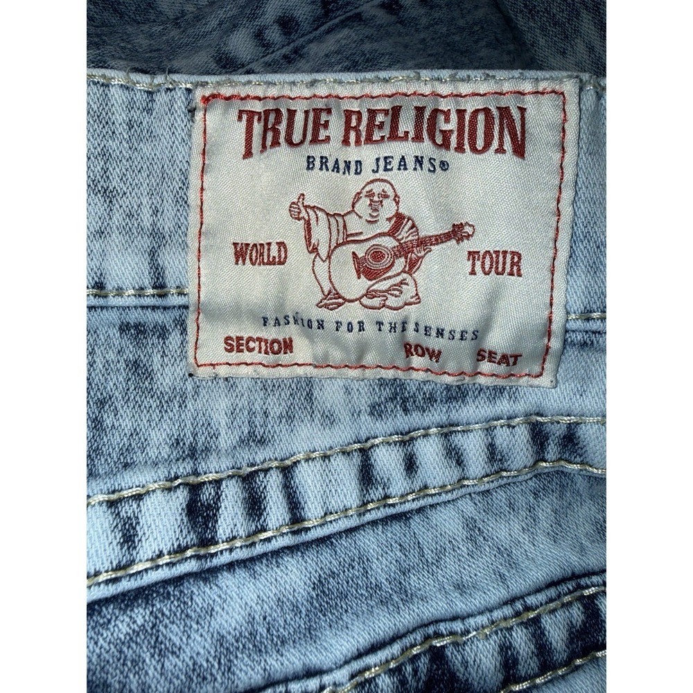 True Religion Jeans Rocco 29x34 Big T Flap Pocket Relaxed Skinny Acid Wash - Picture 12 of 14